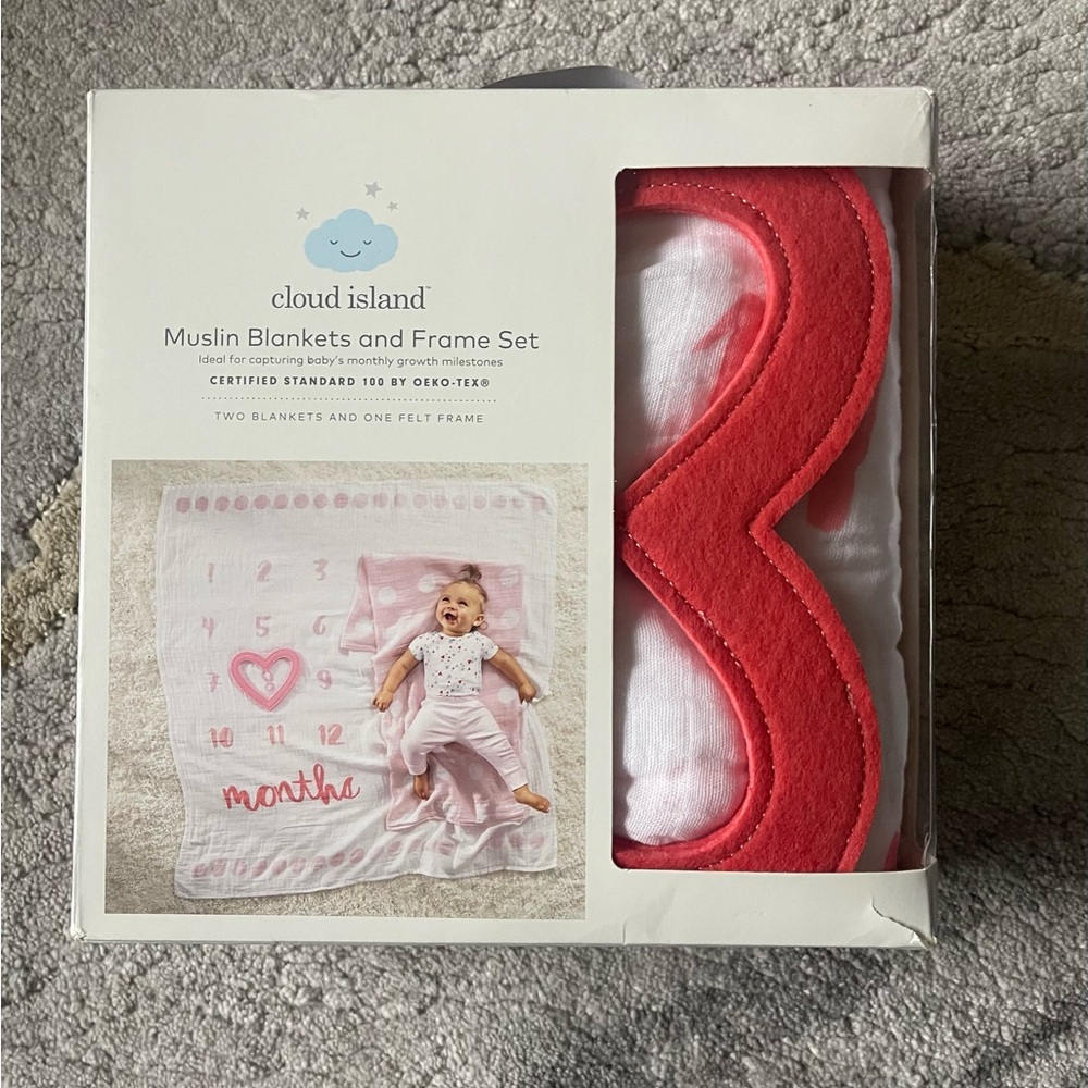 Cloud Island Pink and Red Bib Set